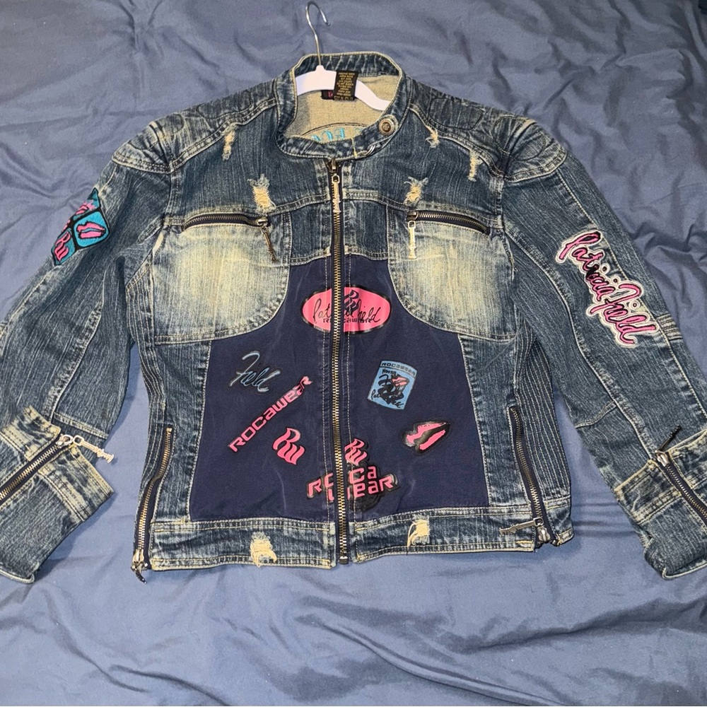 Patricia Field Rocawear Blue Denim Jacket with Pink Accents
